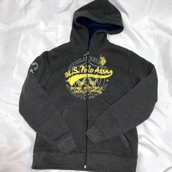 US POLO ASSN Zip-Front DARK GREY Hoodie, YOUTH 18 THE ADDITION OF EXCELLENCE. - Picture 5 of 8